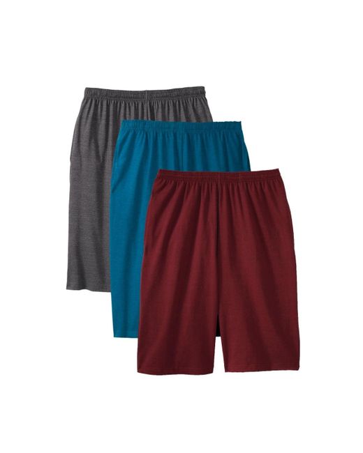 Kingsize Red Big & Tall Lightweight Extra Long Jersey Shorts for men
