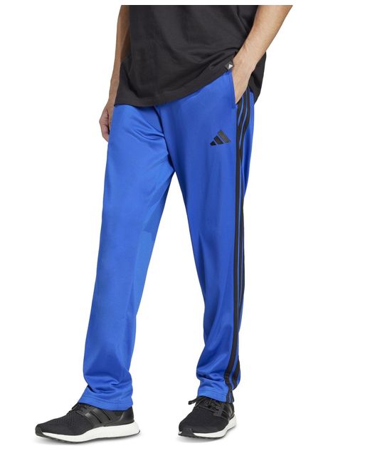 Adidas Blue 3-stripes Regular-fit Tricot Track Pants for men