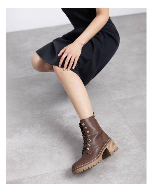 Xti Brown Combat Booties