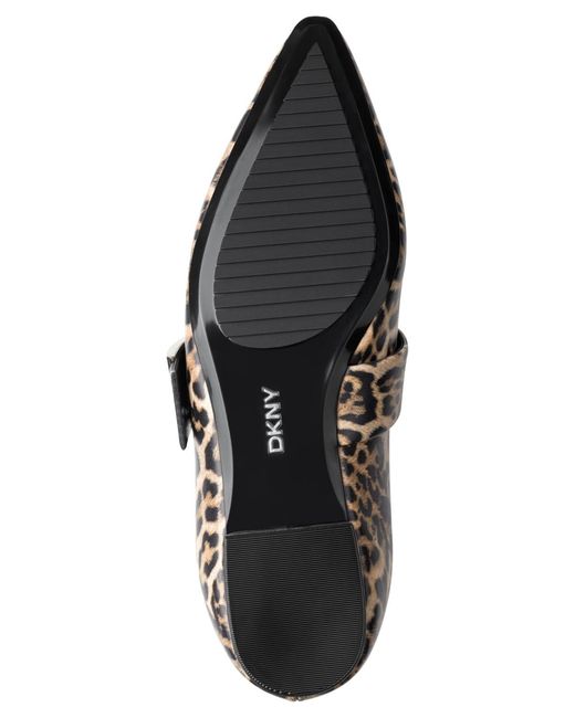 DKNY Black Cormic Pointed Toe Ballet Flat With Belt Strap