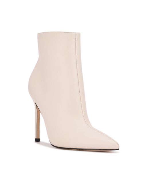 Nine West Leather Farrah Dress Pointed Toe Booties in Cream Leather ...