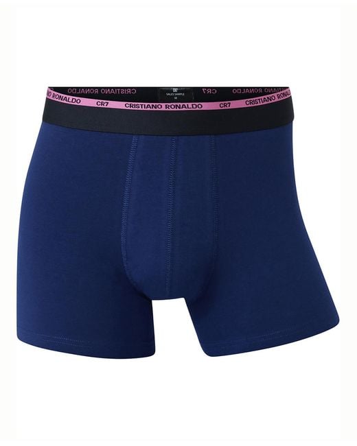 Cr7 Blue Cotton Blend Trunks for men
