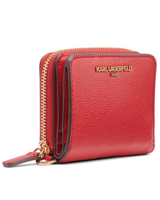 Karl Lagerfeld Red Boxed Zip Around Wallet