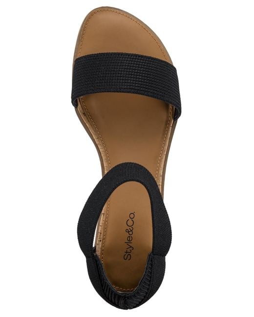 Style & Co. Black Eileen Elasticized Round Toe Flat Sandals
