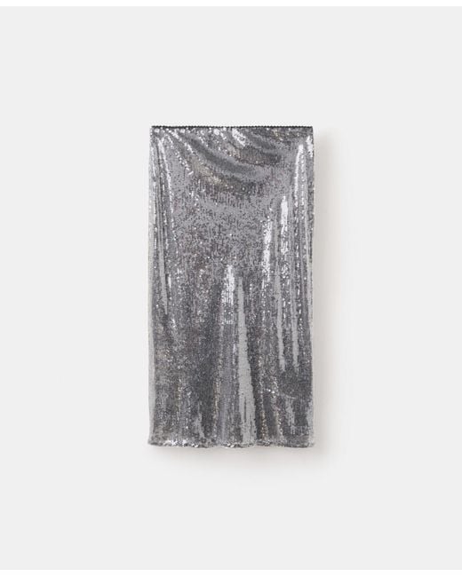Mango Gray Sequin Midi Skirt