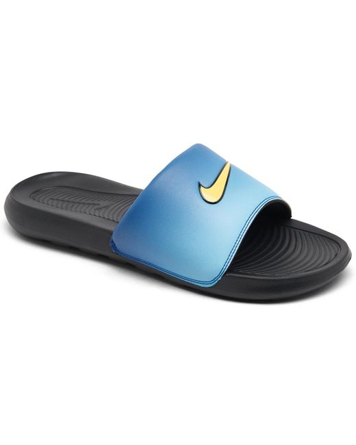 Nike Blue Victori One Fade Print Slide Sandals From Finish Line for men
