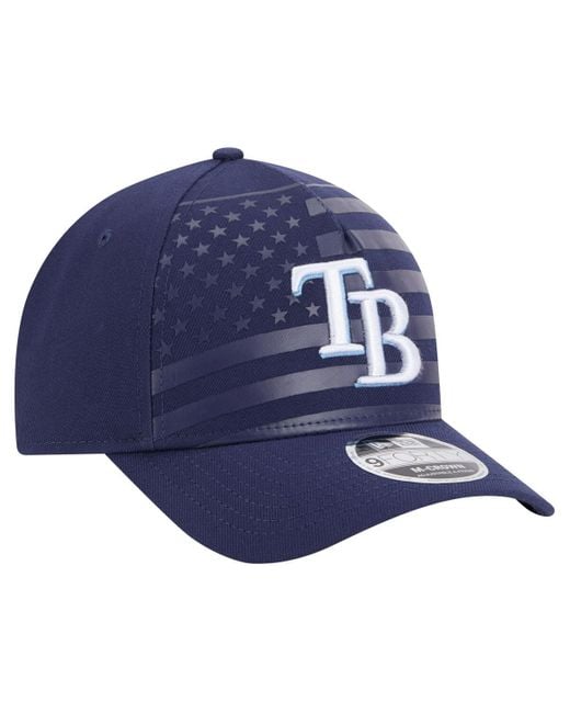 KTZ Blue Tampa Bay Rays American Flag 9forty M-crown A-frame Adjustable Hat for men