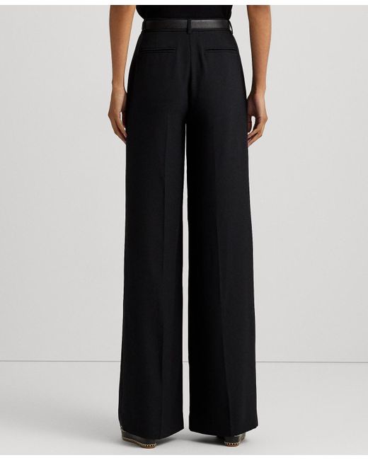 Ralph Lauren Black Double-faced Georgette Wide-leg Pants