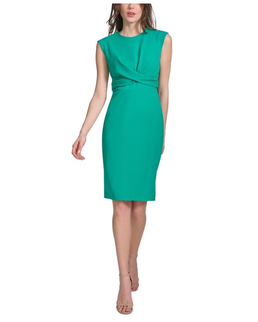 Calvin Klein Green Twist-front Sheath Dress