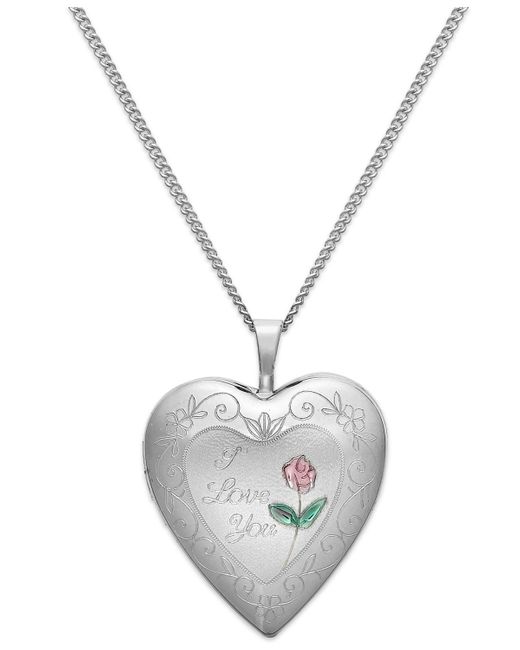 Macy's Metallic I Love You Heart Locket Necklace