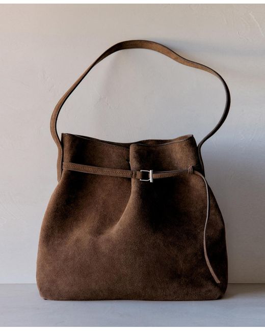 Mango Brown Suede Bucket Bag