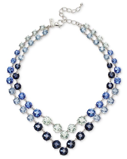 INC International Concepts Blue Mixed Stone Layered Collar Necklace