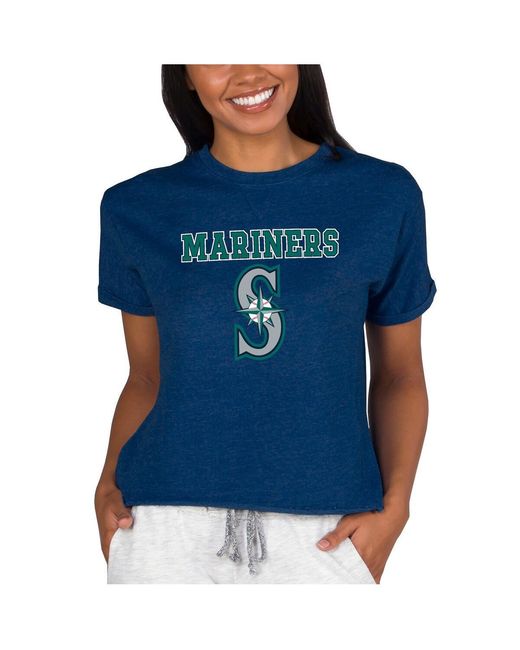 Concepts Sport Blue Seattle Mariners Tri-blend Mainstream Terry Short Sleeve Sweatshirt