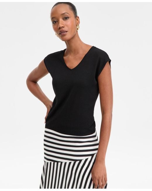 INC International Concepts Women's Black Cap Sleeve Sweater P Xs