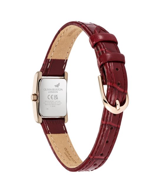 Olivia Burton Red Mini Grove Cherry Leather Calfskin Strap Watch
