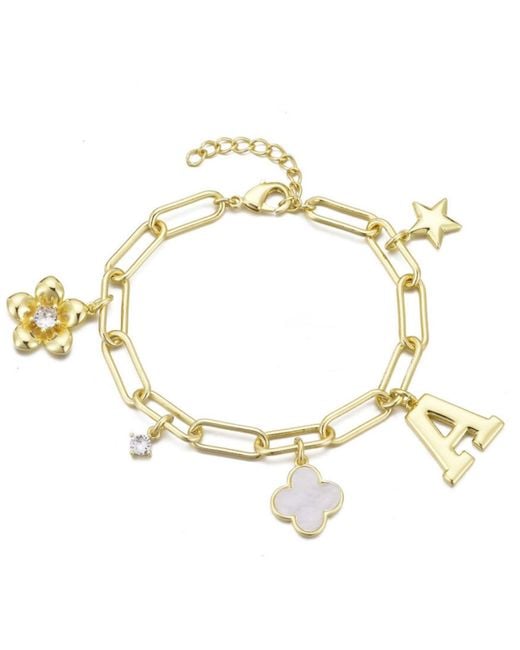 Adornia Metallic Gold Initial Chunky Charm Bracelet