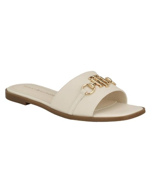 Tommy Hilfiger Brown Pipper Ornamented Slide Sandals