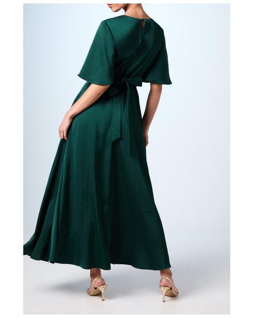 Coast Women's Green Wrap Satin Maxi Bridesmaids Dress
