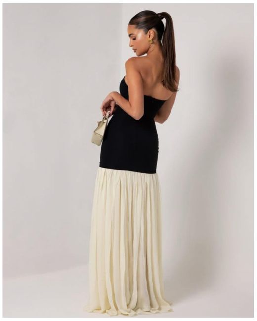 HEIRESS BEVERLY HILLS Women's Black Strapless Cream Chiffon Maxi Dress -  benaras.co