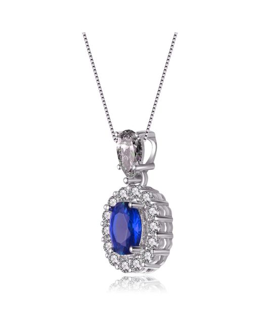 Genevive Jewelry Blue Sterling Silver White Gold Plated