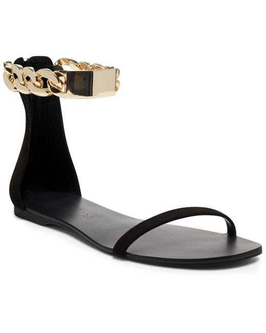 INC International Concepts Black Aminah Abdul Jillil For Inc Satiya Chain Flat Sandals, Created For Macy's
