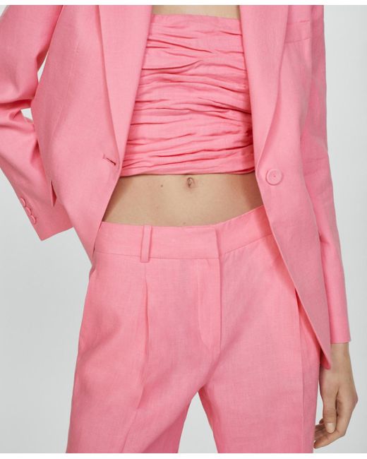 Mango Pink Linen Suit Pants