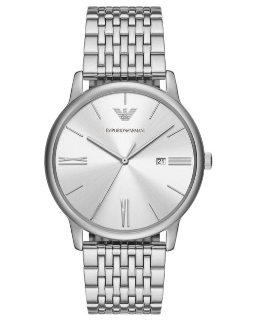 Emporio Armani Gray Stainless Steel Bracelet Watch 42mm for men