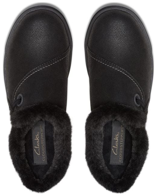 Clarks Black Cloudsteppers Breeze Myth Round Toe Mules