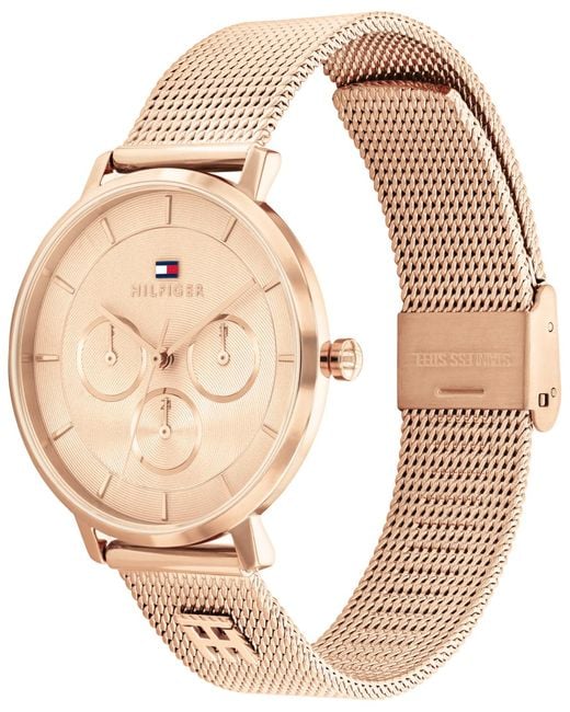 Tommy Hilfiger Metallic Multifunction Tone Stainless Steel Mesh Bracelet Watch