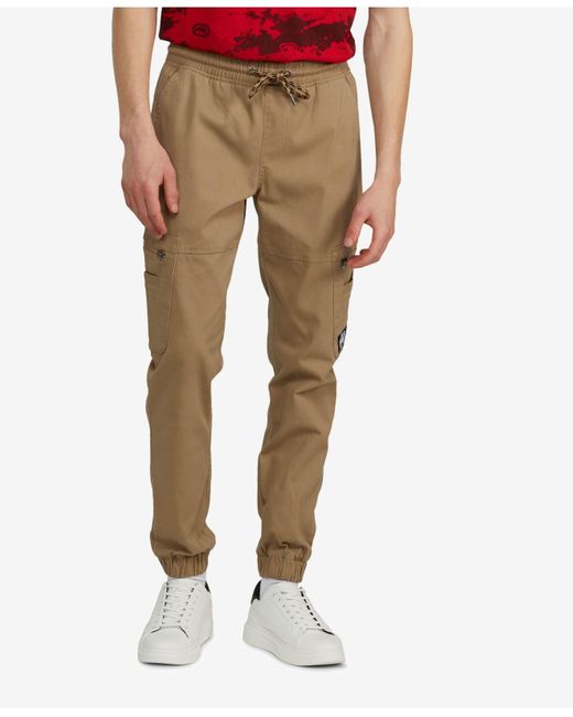 Ecko' Unltd Cotton Big And Tall Zippity Do Dah Cargo Joggers in Beige