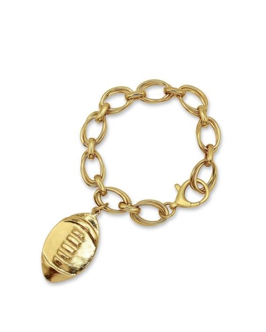 Bowood Lane Metallic 14k Plated Chain And Football Charm Bracelet