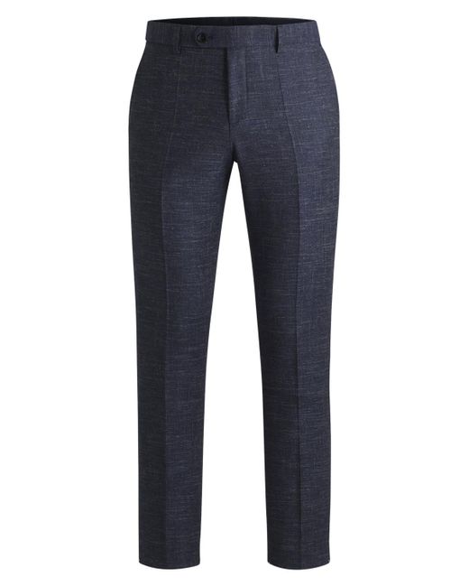 Boss Blue Boss By Patterned Wool Blend Slim-fit Trousers for men