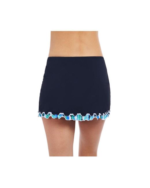 Gottex Blue Bachata Tricolored Solid Side Slit Skirt Bottom
