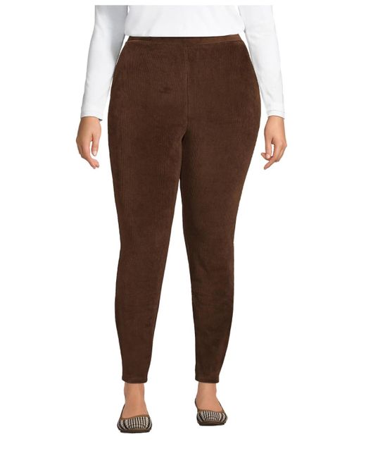 Lands' End Brown Plus Size Sport Knit High Rise Corduroy leggings