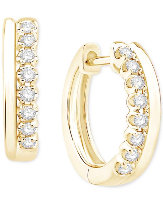 Macy's Metallic Diamond Double Row Hoop Earrings (1/5 Ct. Tw.