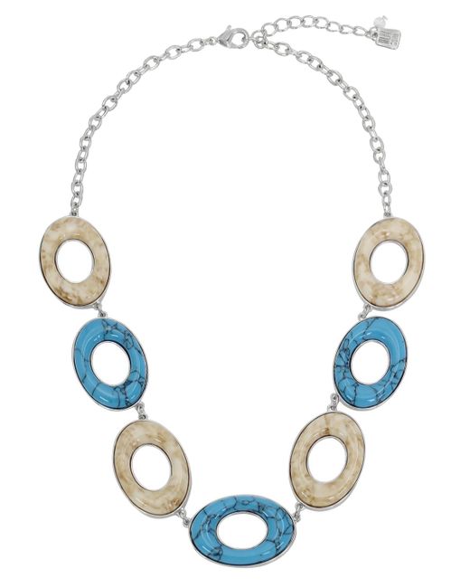 Robert Lee Morris Blue Semi-precious Mixed Stone Oval Bib Necklace