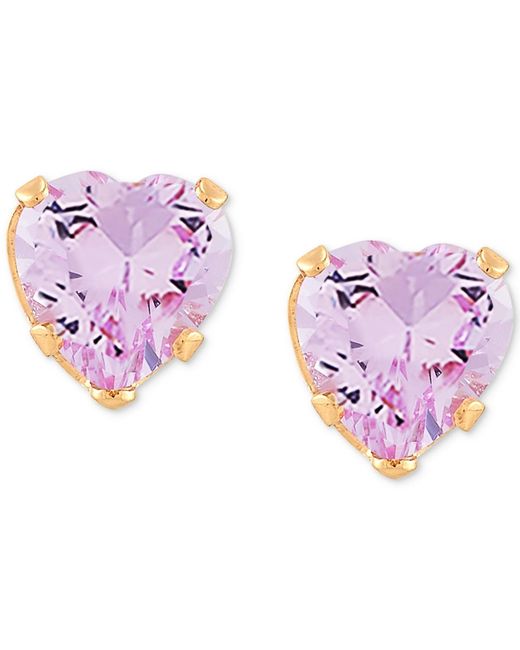 Macy's Pink 2-pc. Set Lab-created Sapphire Heart Pendant Necklace & Matching Stud Earrings (3-1/6 Ct. T.w.