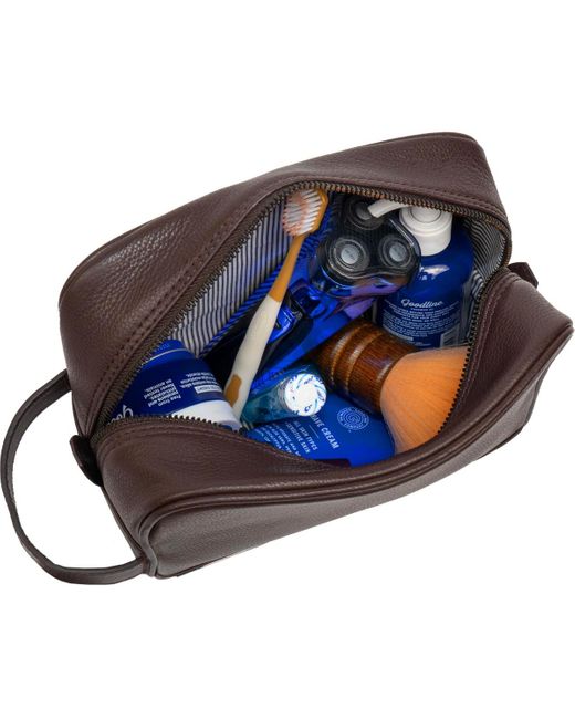 Boarding Pass Brown The Hey Handsome Pebble Grain Genuine Leather Toiletry Dopp Kit