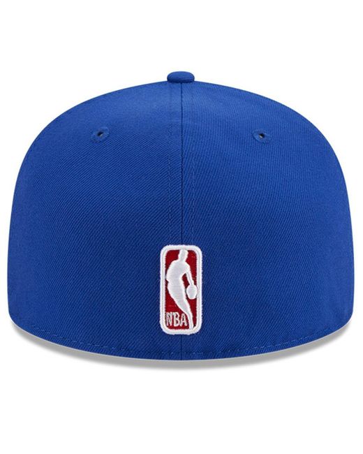 KTZ Blue Detroit Pistons Chainstitch Logo Pin 59fifty Fitted Hat for men