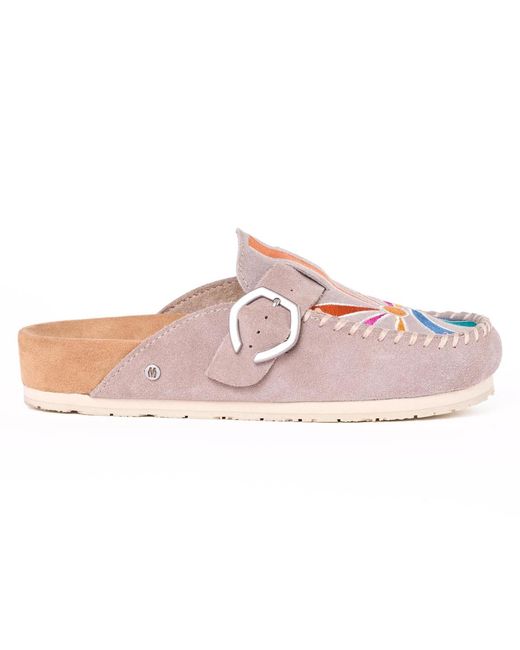 Minnetonka Pink Suede Adjustable Buckle Clogs