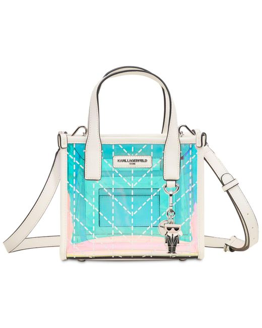 Karl Lagerfeld Blue Nouveau Iridescent Small Crossbody Tote