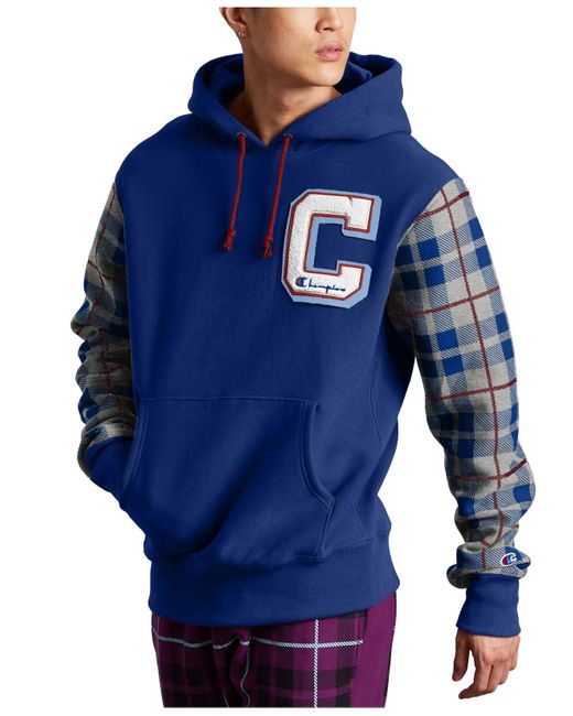 Champion Blue Life® Reverse Weave® Pullover Plaid Hoodie for men