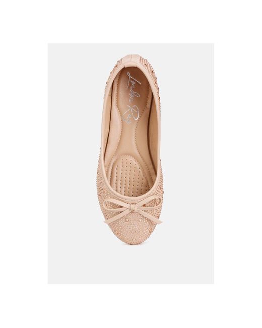 LONDON RAG Natural Hosana Rhinestones And Stud Embellished Ballet Flats