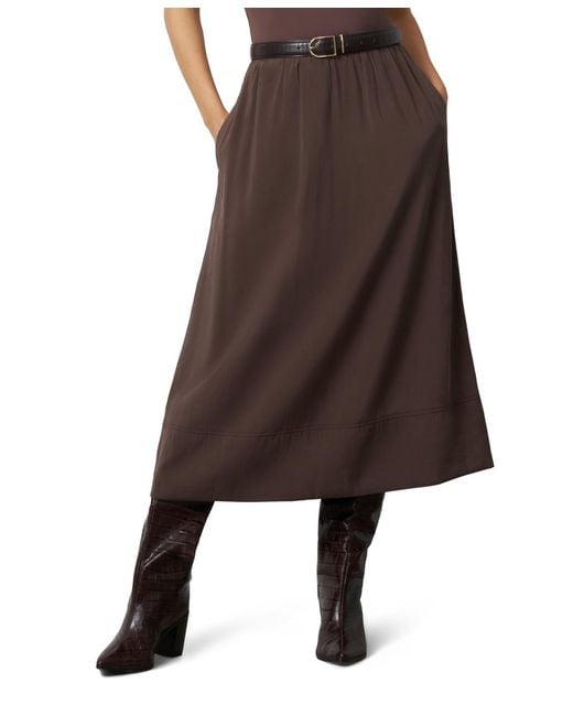Cable & Gauge Brown Pull-on Midi Skirt