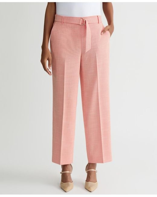 Kasper Pink Belted Pull-on Pants