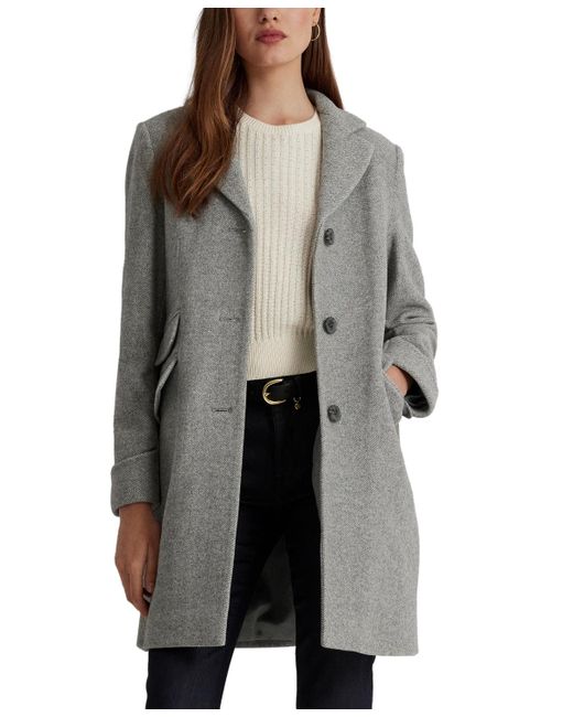 Lauren by Ralph Lauren Gray Wool Blend Walker Coat