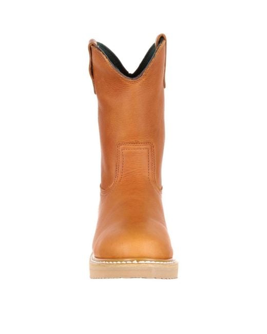 Georgia Boot Brown Wedge Steel Toe Pull On Work Boot