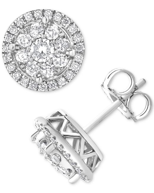Macy's Metallic Diamond Cluster Round Stud Earrings (1 Ct. T.w.