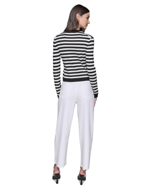 Karl Lagerfeld White Four-pocket Stripe Cardigan
