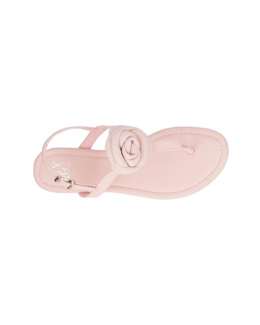 New York & Company Pink Rosette Single Flower Thong T-strap Sandal